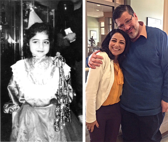 6-year-old Maytal Levi 20 years ago, and today, with Marshall Weiss