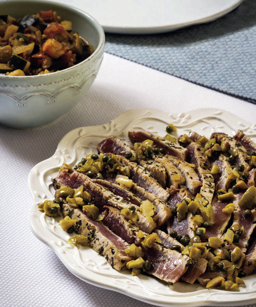 Seared Tuna with Olives and Capers
