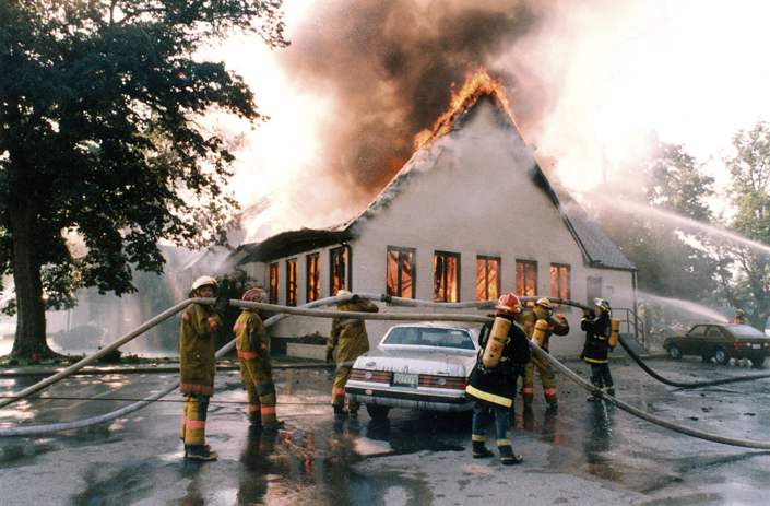 The original Meadowbrook clubhouse burned down July 24, 1986
