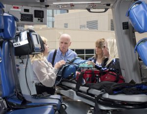 Galilee Medical Center’s Dr. Arie Eisenman (2nd from L) tours CareFlight operations at Miami Valley Hospital on June 28 with (L to R) CareFlight Dir. Beth Calcidise, Premier Health System VP & Chief Government Affairs Officer Julie Liss-Katz, and CareFlight Outreach Mgr. Mandy Via. Photo: Mendy Fedotowsky.