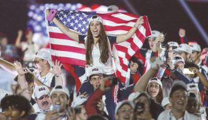 Members of Team USA at the opening ceremonies of the 20th World Maccabiah Games, Jerusalem, July 6. Photo: Maccabi USA.