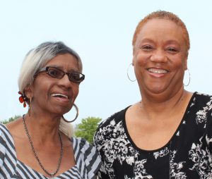 Carol Ann Shockley (L), Jeraldyne Blunden’s sister, with Blunden’s daughter, DCDC Artistic Dir. Debbie Blunden-Diggs. Photo: Marshall Weiss.