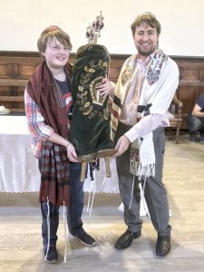 Esther Thorpe (L) identifies as non-binary and had a gender-neutral B’nai Mitzvah ceremony with the help of Student Rabbi Gabriel Webber. Courtesy of Miriam Taylor Thorpe.