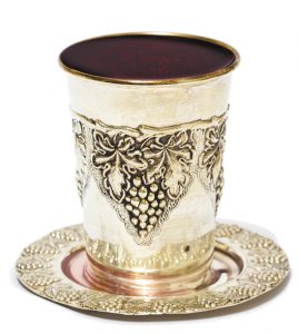 Kiddush cup with wine